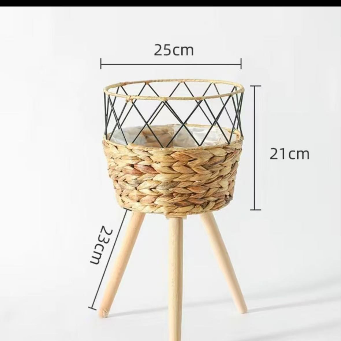 Macetero de Ratán con Soporte de Pie Tejido a Mano Decorativo para Sala de Estar