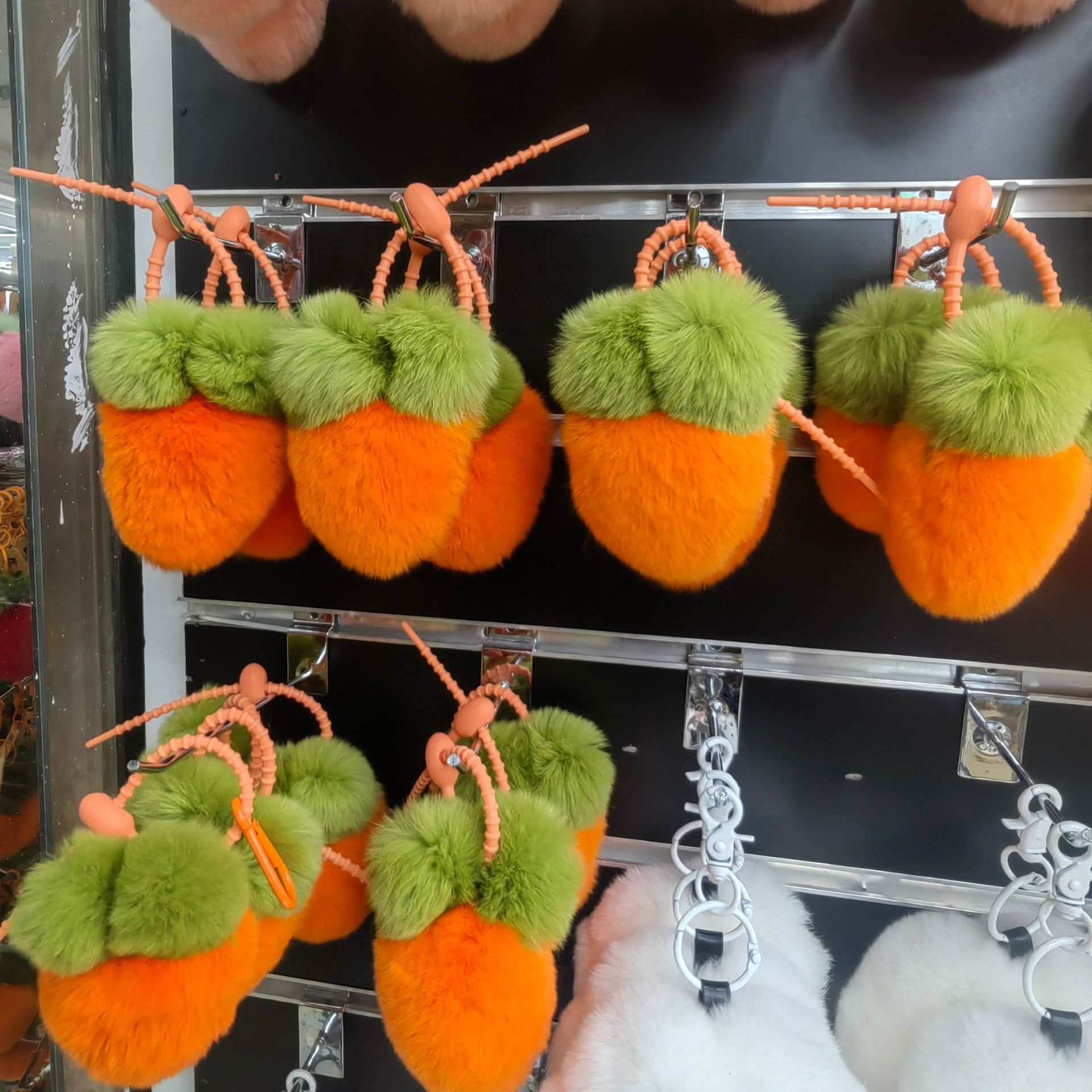 [Rábano lindo] Real conejo Rex piel llavero colgante ins bola de peluche bolsa mochila adornos regalo