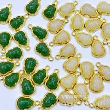 合金镀金仿和田玉吊坠葫芦配件镶嵌手链挂坠民族风 DIY手工配件