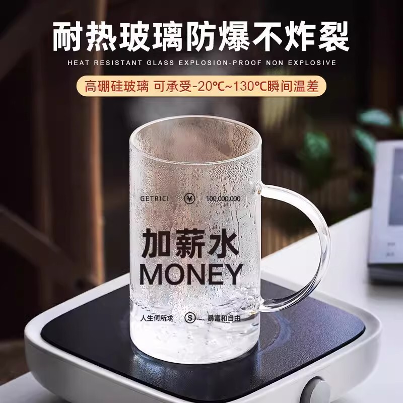 大容量喝水杯玻璃杯带盖茶杯办公室带把吸管咖啡杯家用ins风杯子|undefined