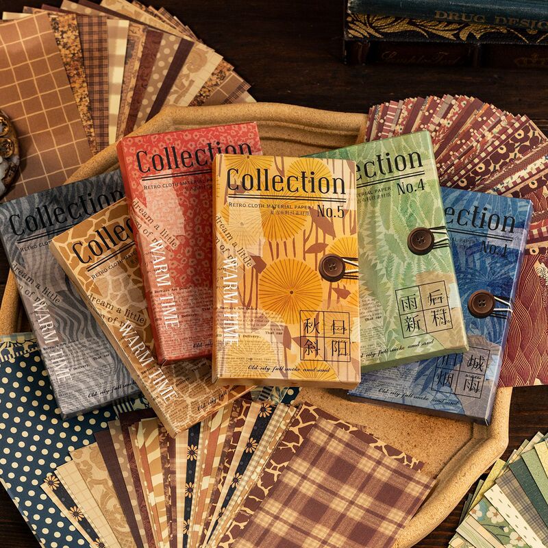 Yuxian Material Paper, Time Warmth Series, Retro Literary Handbook Decorative Base Paper, 60 Sheets, 6 Styles Yuxian Material Paper, Time Warmth Series, Retro Literary Handbook Decorative Base Paper, 60 Sheets, 6 Styles