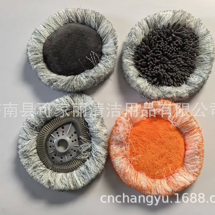 太阳花拖把头 橙色小雪尼尔圆形刷头 汽车刷拖把 跨境旋转拖布头