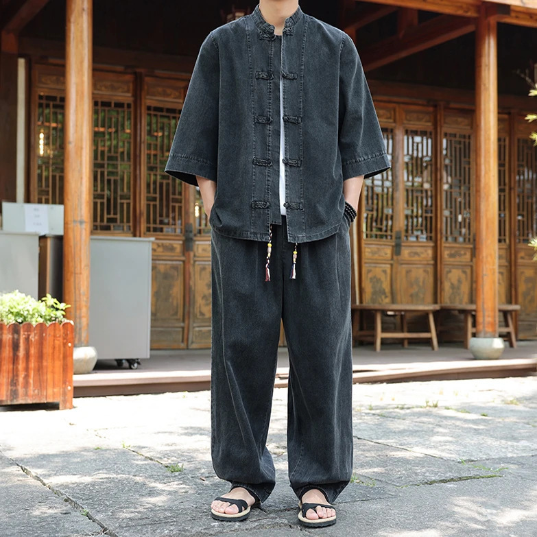 【中国风】秋季新款古风外套夹克套装休闲宽松型男士时尚舒适套装|undefined