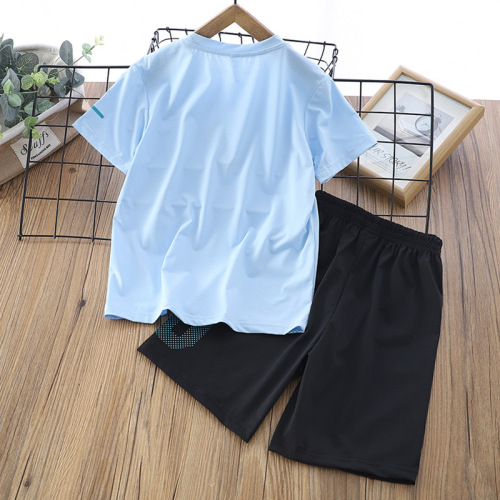 Children's Quick-Dry Set 2024 Summer New Ice Silk Short-Sleeve Shorts Two-Piece Set for Big Kids, Thin Version Casual Wear