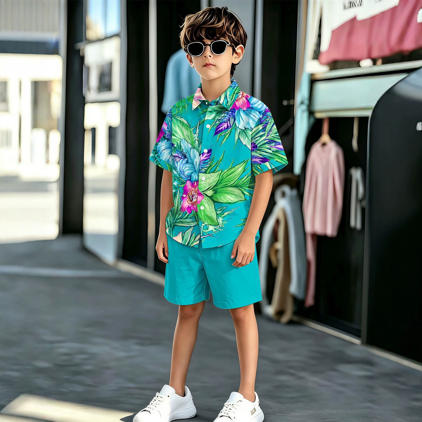 Summer New Arrivals: Designs Of Patterned 3D Printed Boys' Shirts And Shorts Sets For_voghion.com