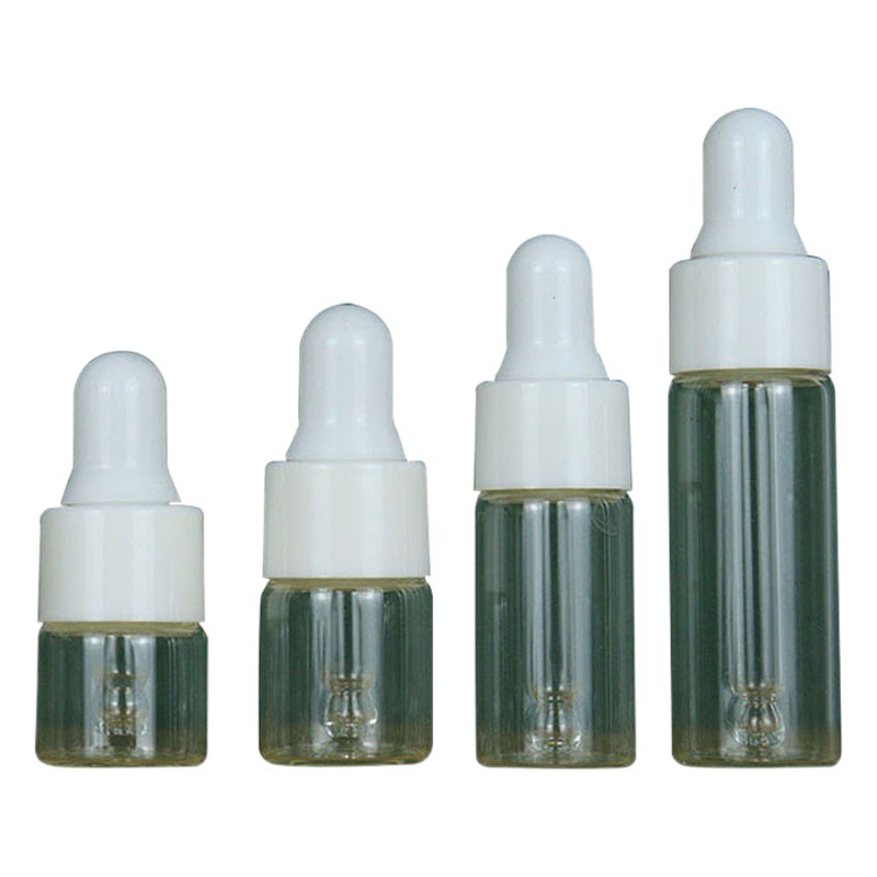 En stock botella cuentagotas 1mL 2ml 3ml 5ml botella de vidrio transparente botella de muestra pequeña botella cuentagotas botella de aceite esencial