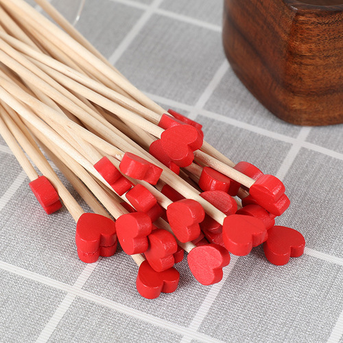 Milk tea drink stirring sticks 100 pieces disposable mixing sticks heart-shaped wooden stick coffee stirring sticks wholesale