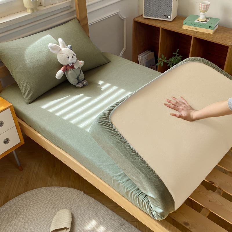 Children's Solid Colour Bed Sheet Three-piece Bedding Set_voghion.com