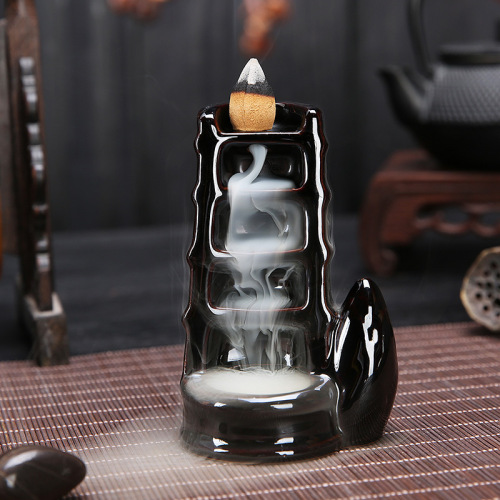 Creative reverse flow incense burner with various Buddha hand lotus rising gradually to burn incense indoor sandalwood incense home Zen decoration