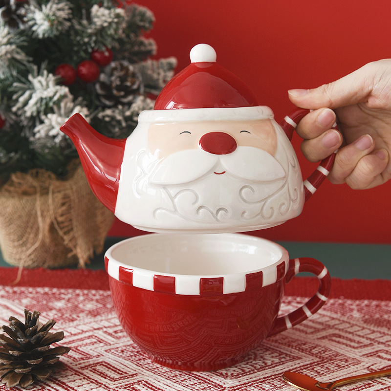 Papá Noel del norte de Europa tetera creativa taza de café tetera set tetera cerámica tetera de flores tetera materna taza de una persona
