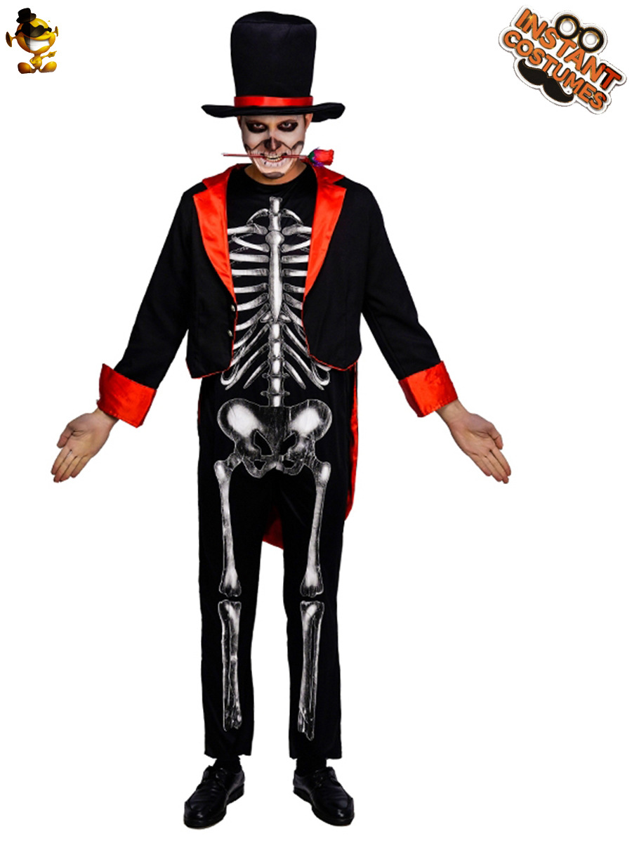 Halloween adulto grande cráneo de los hombres fantasma hueso demonio juego de rol fiesta traje de los hombres fantasma hueso traje de la etapa