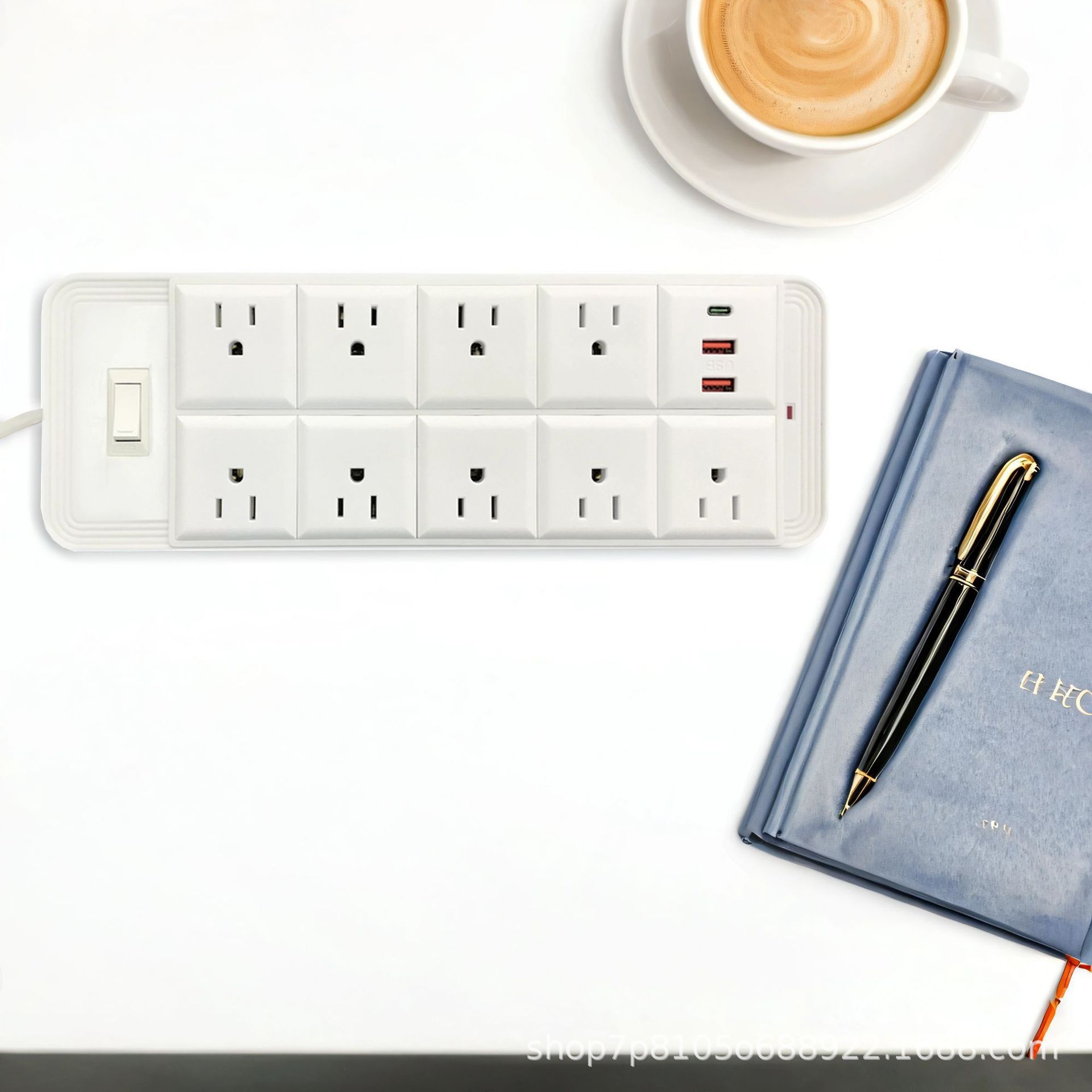 Jishun enchufe de alimentación de 10 dígitos con enchufe PD / USB, tablero de conexión transfronteriza anti-sobrecarga anti-inflama de Amazon