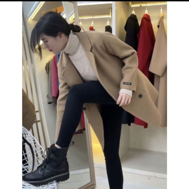 韩版西装领毛呢外套女2025春秋新款大码胖妹妹洋气显瘦呢子大衣潮|undefined