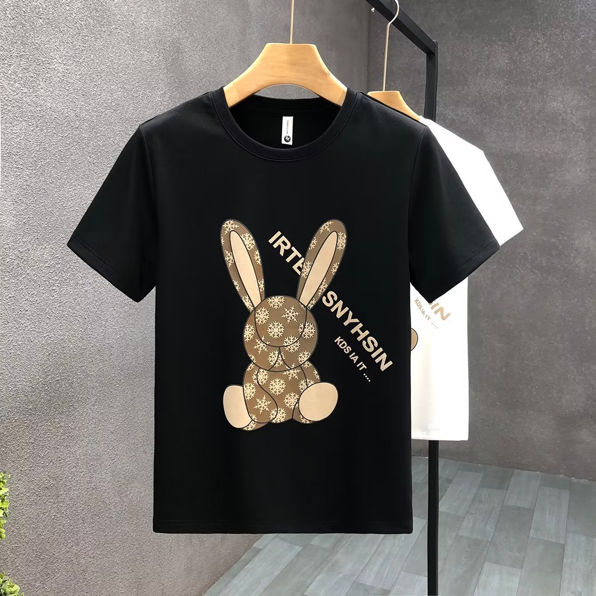 T-shirt herr kortärmad stadsstil tryck trendig tecknad rund hals standard sommar modemärke ungdomsmode_voghion.com