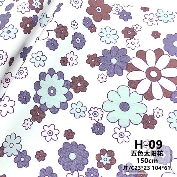 Tela médica resistente al cloro/Estampado de girasoles de cinco colores/Uniforme de enfermera para verano/Hilo de poliéster y algodón/seda/Venta directa de fábrica de textiles para el hogar