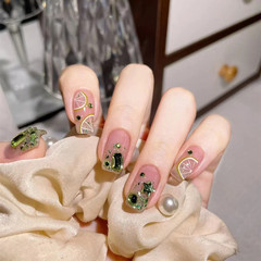 B648 Summer Lime Nail Art, European and American Style, Medium and Long Length, Whitening and Stylish, Versatile and Charming, Fairy Nail, False Nails