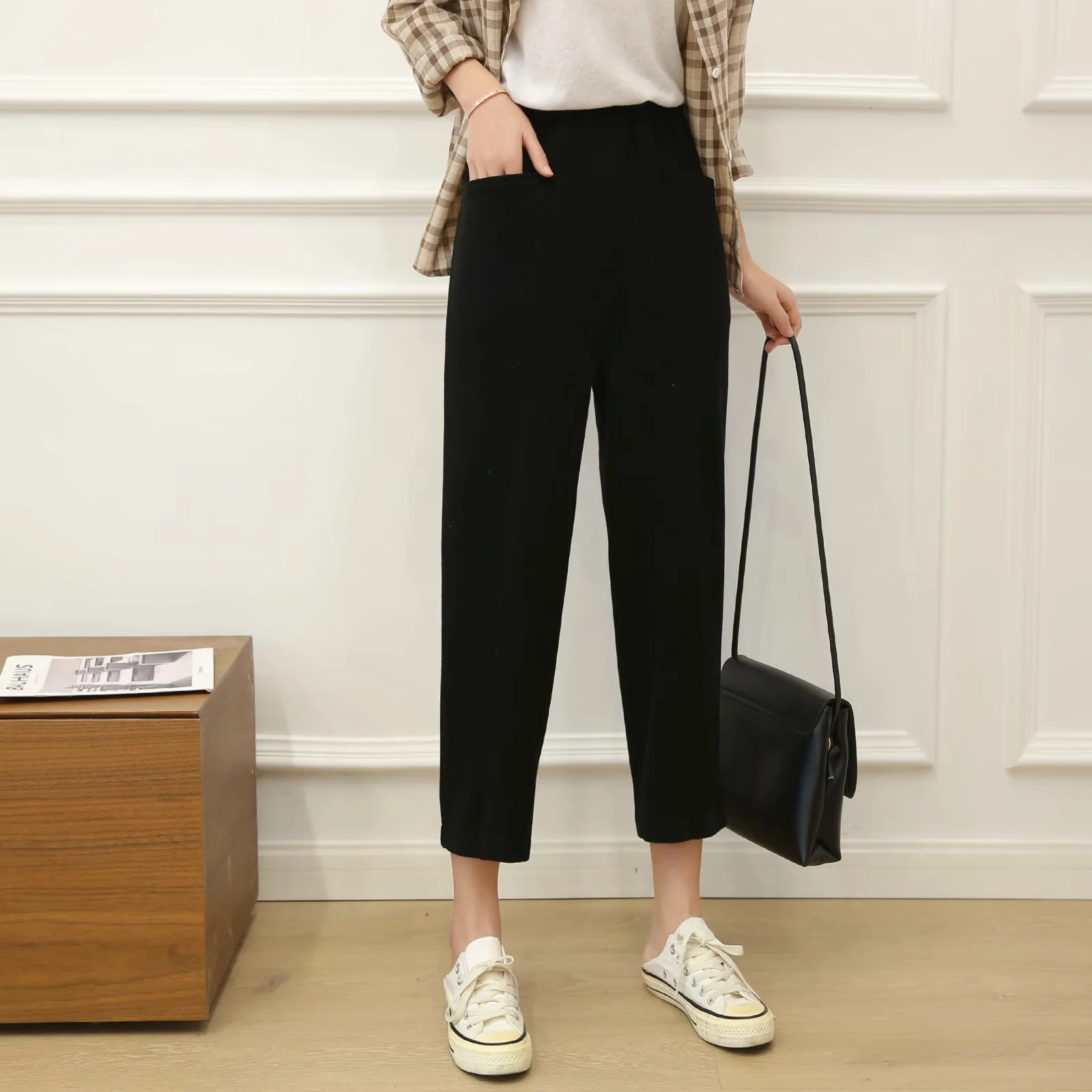 spring new fashion comfortable versatile thin elastic pants NSAC27038