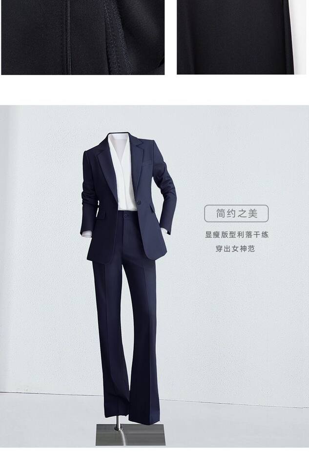 Bộ vest công sở nữ thanh lịch dài tay quần ống loe nhẹ — Quần đen, Áo đen đơn chiếc, Quần áo đen + quần chi tiết 13