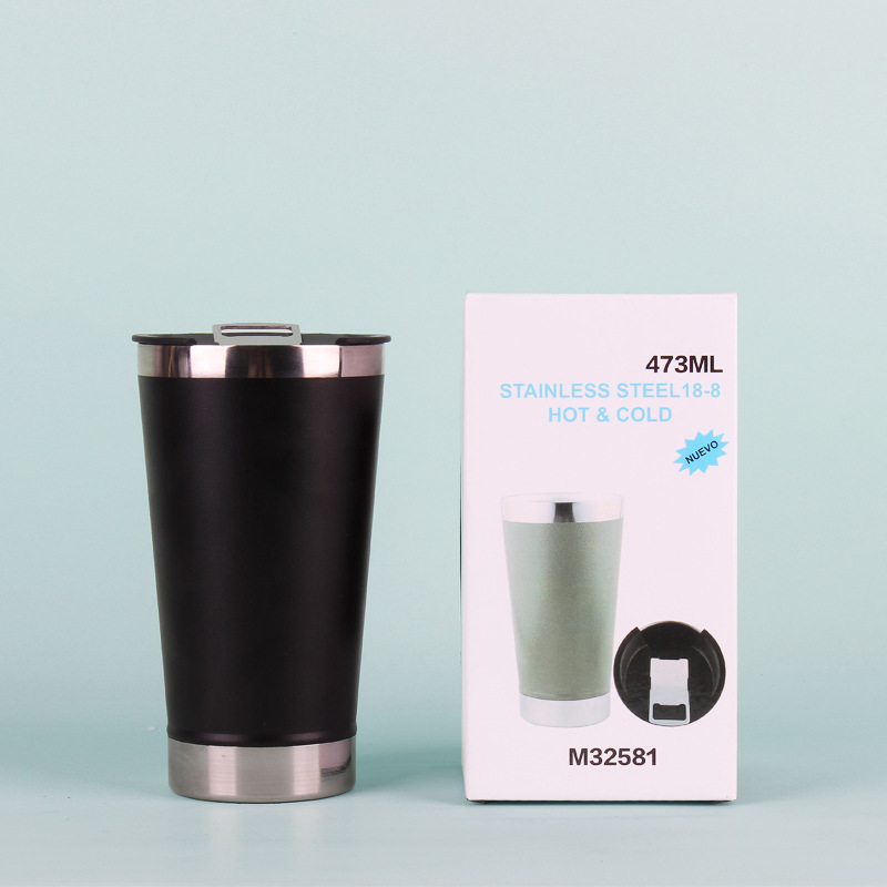Taza de cerveza de acero inoxidable 304 de Brasil transfronterizo con abridor de botellas de doble capa Taza de coche Taza de helado de mantenimiento en frío de plástico en stock