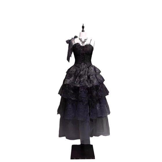 Black Apricot Tree Lolita Dress 2024 New Host Student Day Adult Ceremony Graduation Art Examination Princess Yarn Dress Summer
