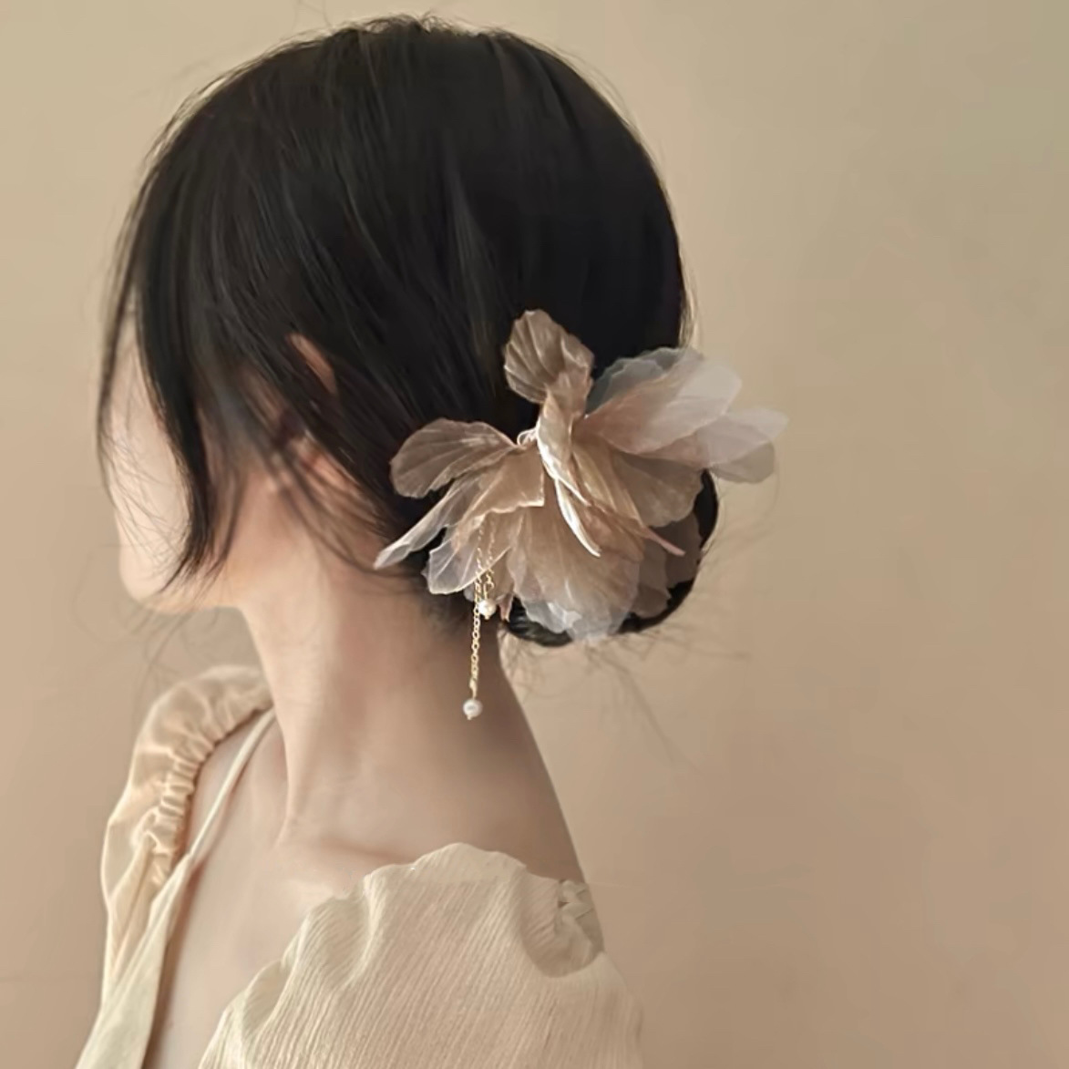 Gentle Dead Leaf Butterfly Chiffon Flower Hair Hairpin Cool Sense Elegant Super Fairy Hair Hairpin Retro Elegant High-end Hair Accessories for Women