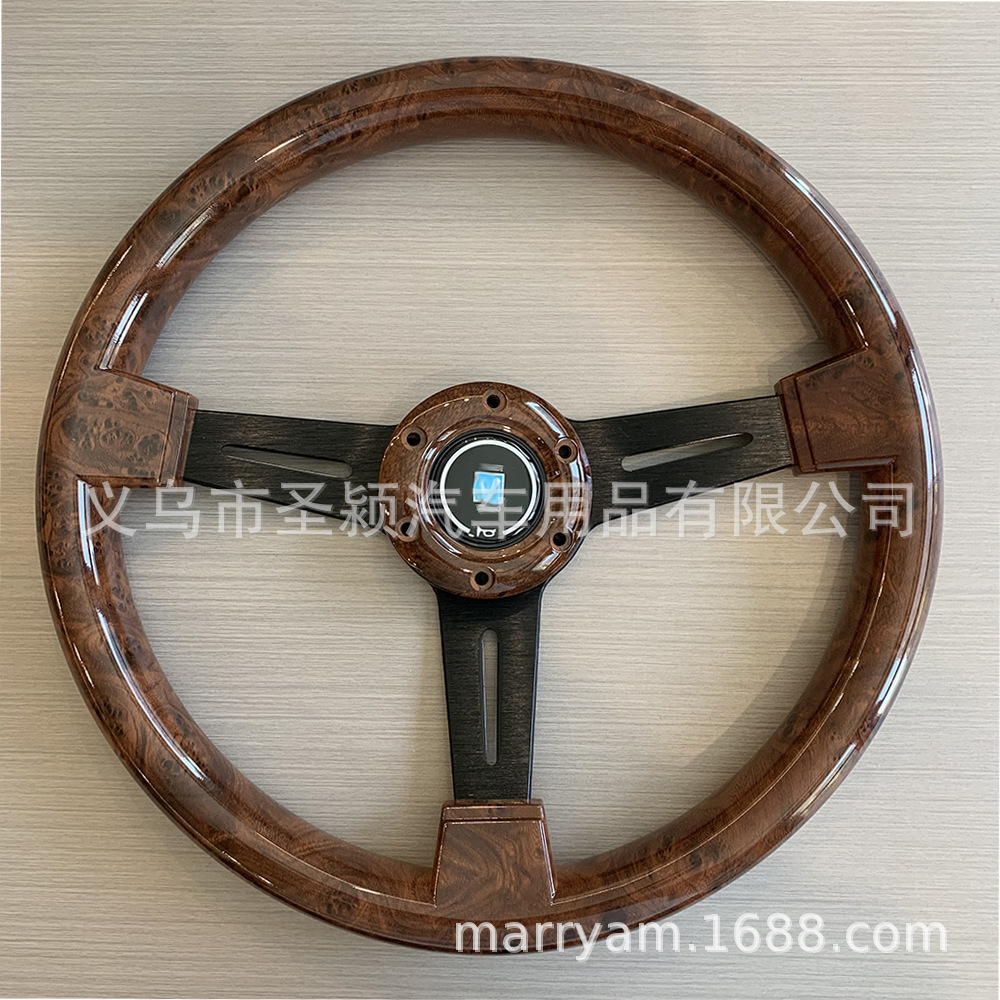 Car modification retro imitation walnut steering wheel 14 inch 350mm universal racing competition retro quick-release steering wheel