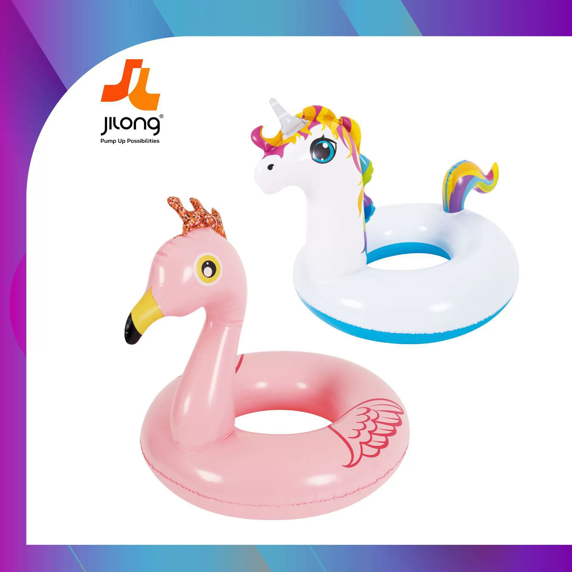 Inflatable colorful rainbow swimming ring with butterfly, flowered