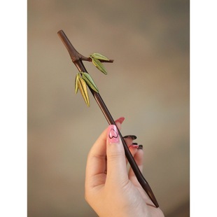 Bamboo Leaf Hair Accessories, Bamboo Hairpins, New Chinese Style Flower-Wrapped Hairpins, Women's Ancient Style Simple Modern Hairpins, Bamboo Leaf Green Accessories