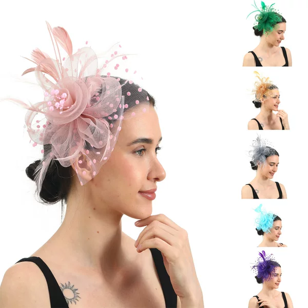 Amazon Explosions Retro Bride Feather Halloween Christmas Jockey Club Party Tiara Prom Mesh Topper