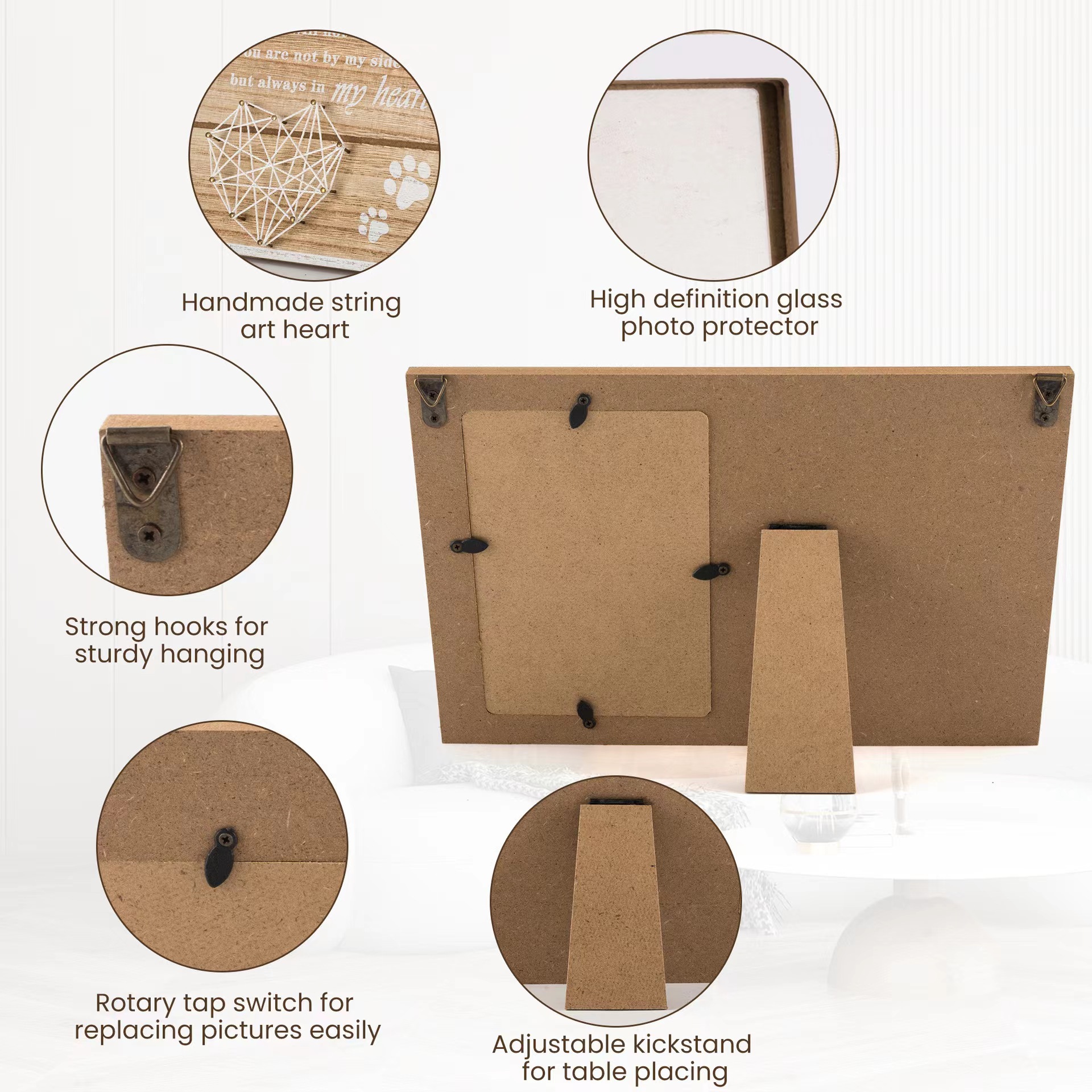 Transfronterizo nuevo en stock creativo retro dormitorio foto de la pared marco de fotos de madera decoración multi-especificación sinuoso foto marco colgante