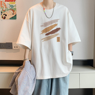 Summer Ice Silk Cool Short-Sleeved T-Shirt Men's Hong Kong Style Ins Half-Sleeved Loose Large Size T-Shirt Couple's Bottoming Shirt Trendy Brand