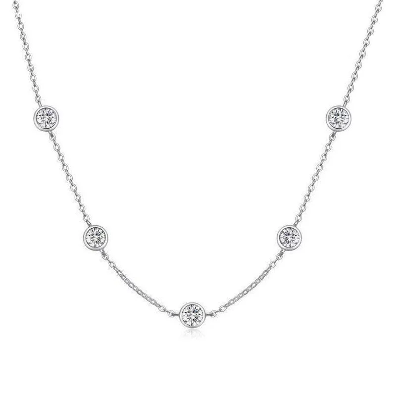 Стерлинговое серебро S925 Mosan Diamond Гипсофила Ожерелье Европейская и американская индивидуальность Преувеличенное Простое Ожерелье красоты Трансграничные серебряные украшения для женщин
