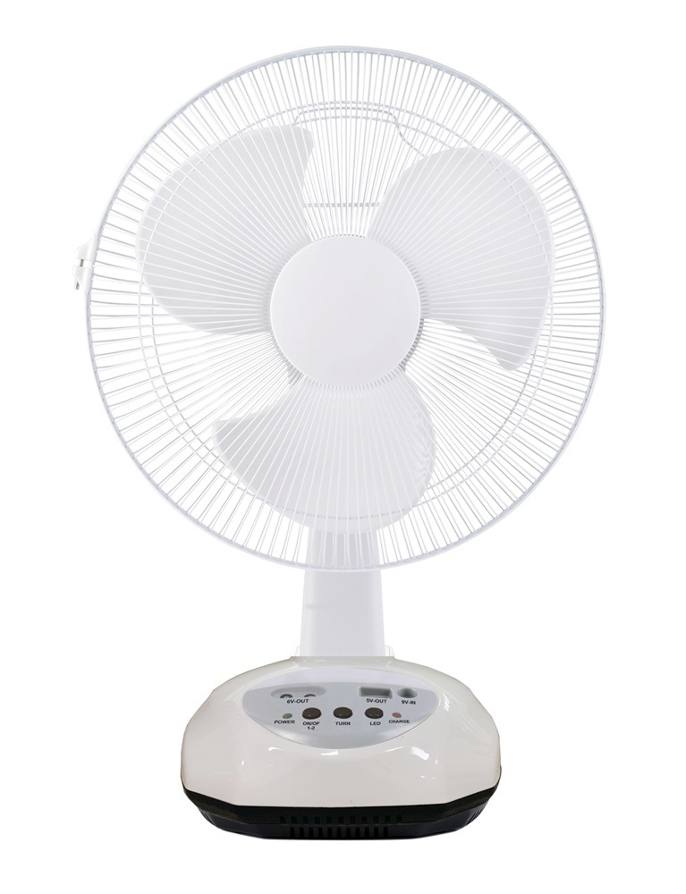 Oferta especial modelos explosivos del sudeste asiático Iluminación de bombilla de 12 pulgadas Ventilador solar Ventilador de mesa recargable Ventilador de emergencia