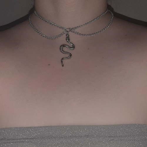 European and American Cross-border Bestselling Snake Pendant Necklace Personal Creative Double Layer Women's Lockchain AliExpress Snake Necklace for Women