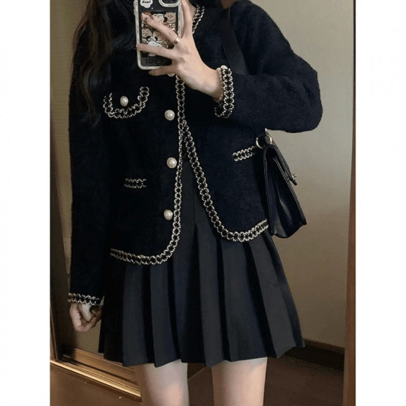 윈드 탑 가을 여성 코트 틈새 디자인 패션 올 매치 쇼트 코트 화이트 블랙