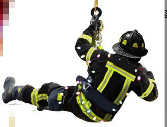 Navidad bombero colgante árbol de Navidad decoración acrílica creativa de incendios perimetrales adornos de automóviles colgante image 8