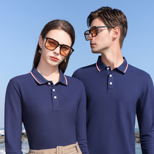 Long Sleeve Polo Shirt Lapel Work Clothes Custom Logo Men's and Women's T-Shirt Group Work Clothes Advertising Shirt Printing Figure Embroidery