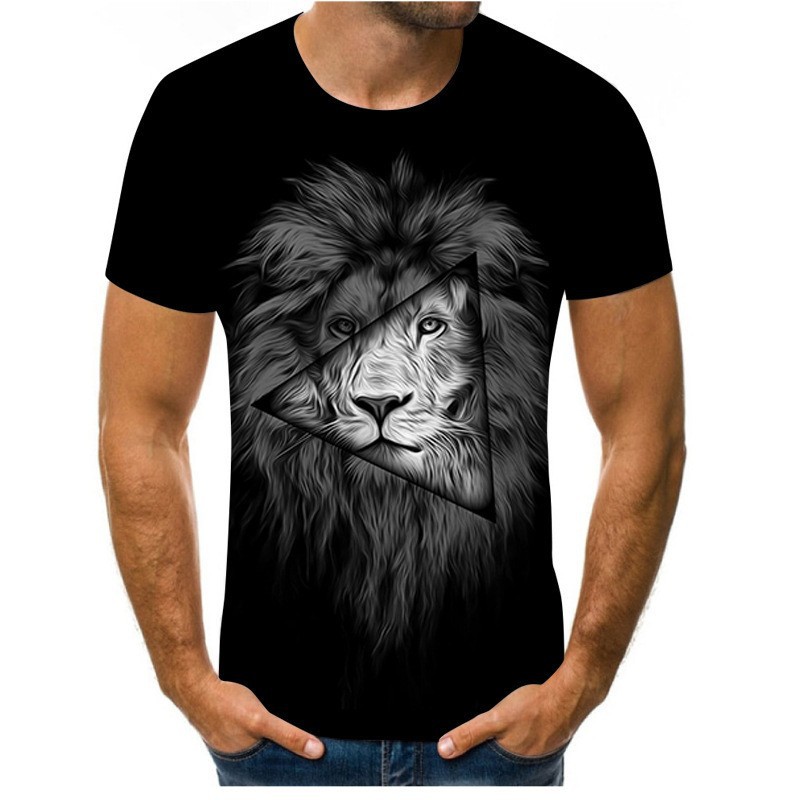 Venta caliente Forest Beast 3D impresión digital hombre calle salvaje hombro recto jersey transpirable suelta camiseta de manga corta