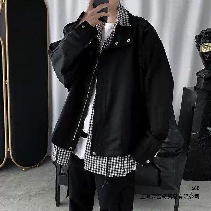 Spring and Autumn Two-Piece Jacket for Men, Korean Style Trendy Loose Versatile Casual Lazy Style Ins Hong Kong Style Functional Workwear Jacket
