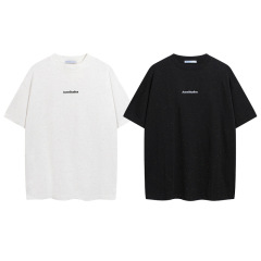 AC1996彩紗刺繍小標文字男女カップルゆるい丸首半袖tシャツ潮牌高街半袖シャツ