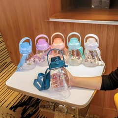 高颜值夏季儿童吸管直饮水杯大容量大肚杯子便携女生塑料杯礼品