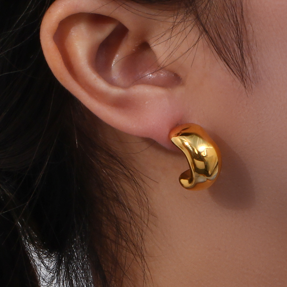 Vintage Style C Shape Stainless Steel Earrings Plating Stainless Steel Earrings