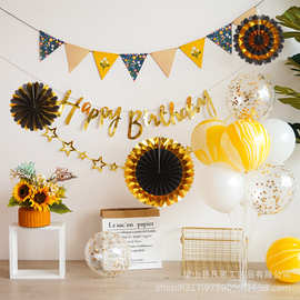 跨境纸扇花烫金套装万圣节装饰墙上摆件婚礼生日装饰派对纸挂扇