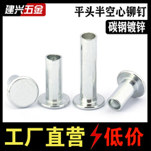 铁镀锌平头半空心铆钉 GB875空心铆钉 空心铁铆钉 M2M2.5M3M4M5M6