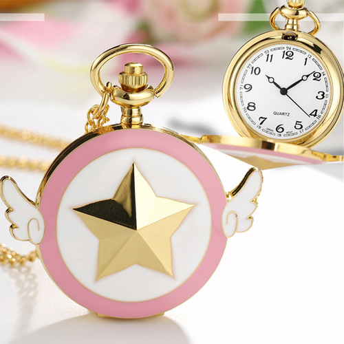 Manyun Variety Sakura Gem Pocket Watch Student Love Metal Chain Pocket Watch Accessories Animation Peripherals