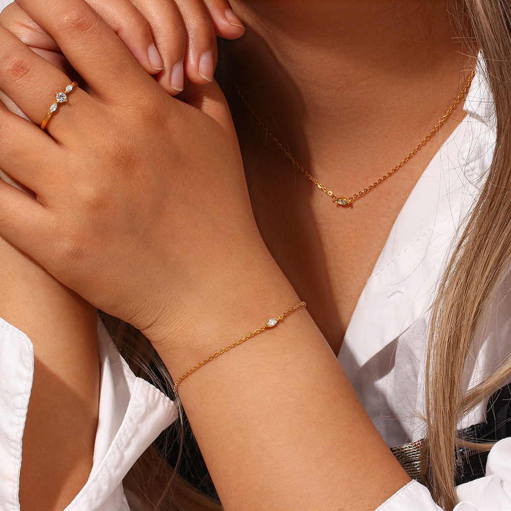 Simple Style Eye Stainless Steel Inlay Zircon Bracelets Earrings Necklace