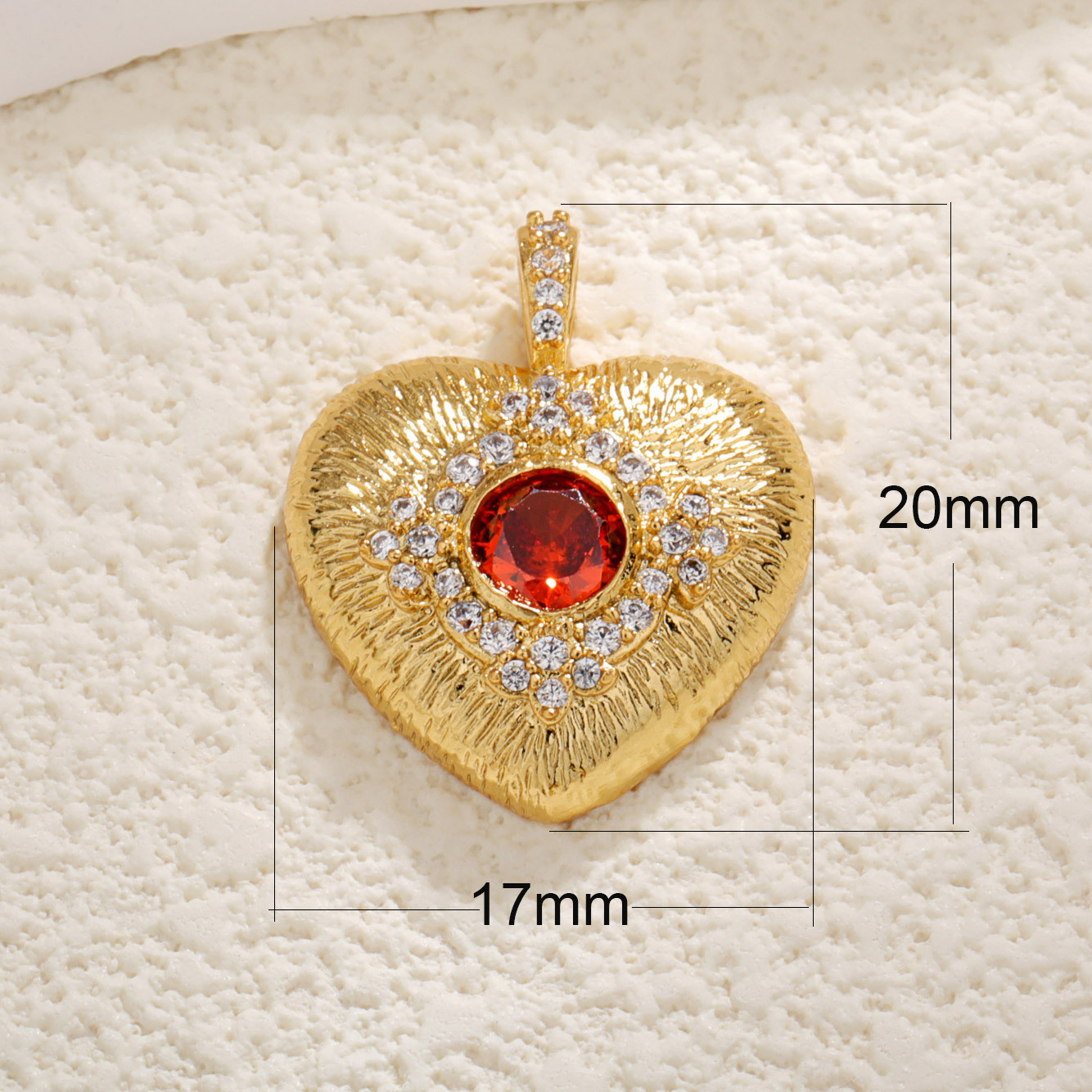 Rhinestones Inlay Material 1 Piece Copper Rhinestones Heart Shape Pendant