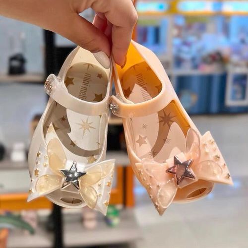2024 New Melissa Girls' Shoes Summer Bow Fish Mouth Sandals Baby Soft Sole for Middle and Large Children Jelly Shoes for Girls