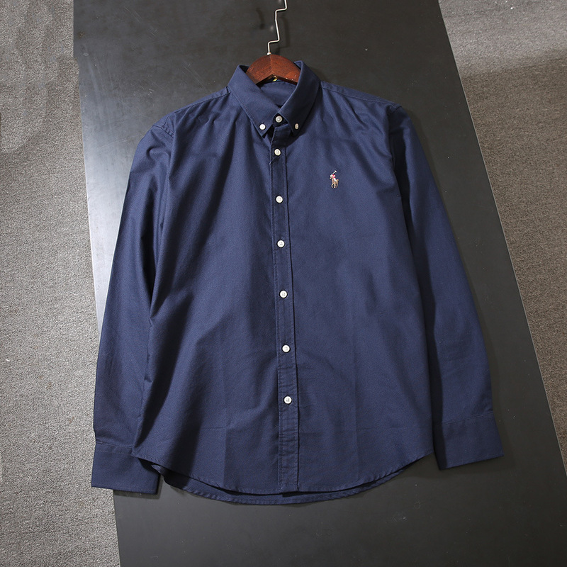 Trading Company Cross Border Order Men's Autumn RL Raff Color Pony Embroidery Business Casual Long Sleeve Shirt