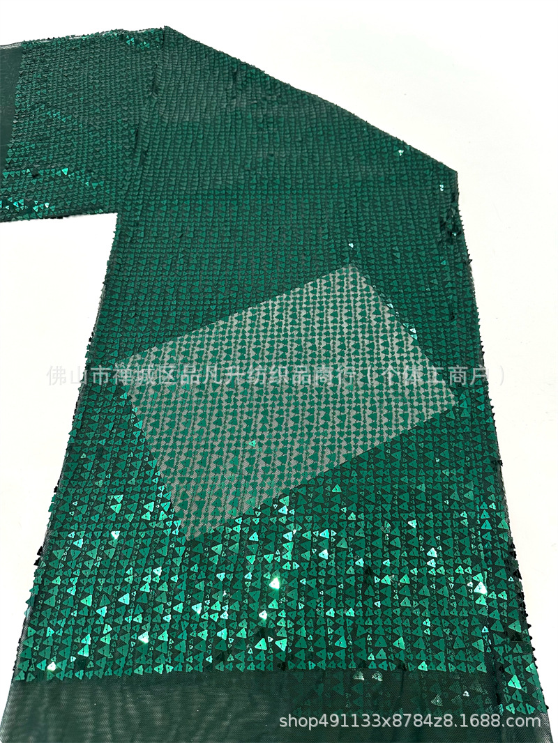 Triángulo full sequinilla elástica tela de malla de verano transpirable bordada ropa de moda fuente de fábrica de suministro